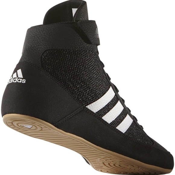 Adidas Black Wrestling Shoes with White Accents - Picture 7 of 7